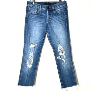 J Brand medium wash distressed crop leg straight jeans size 26 B84